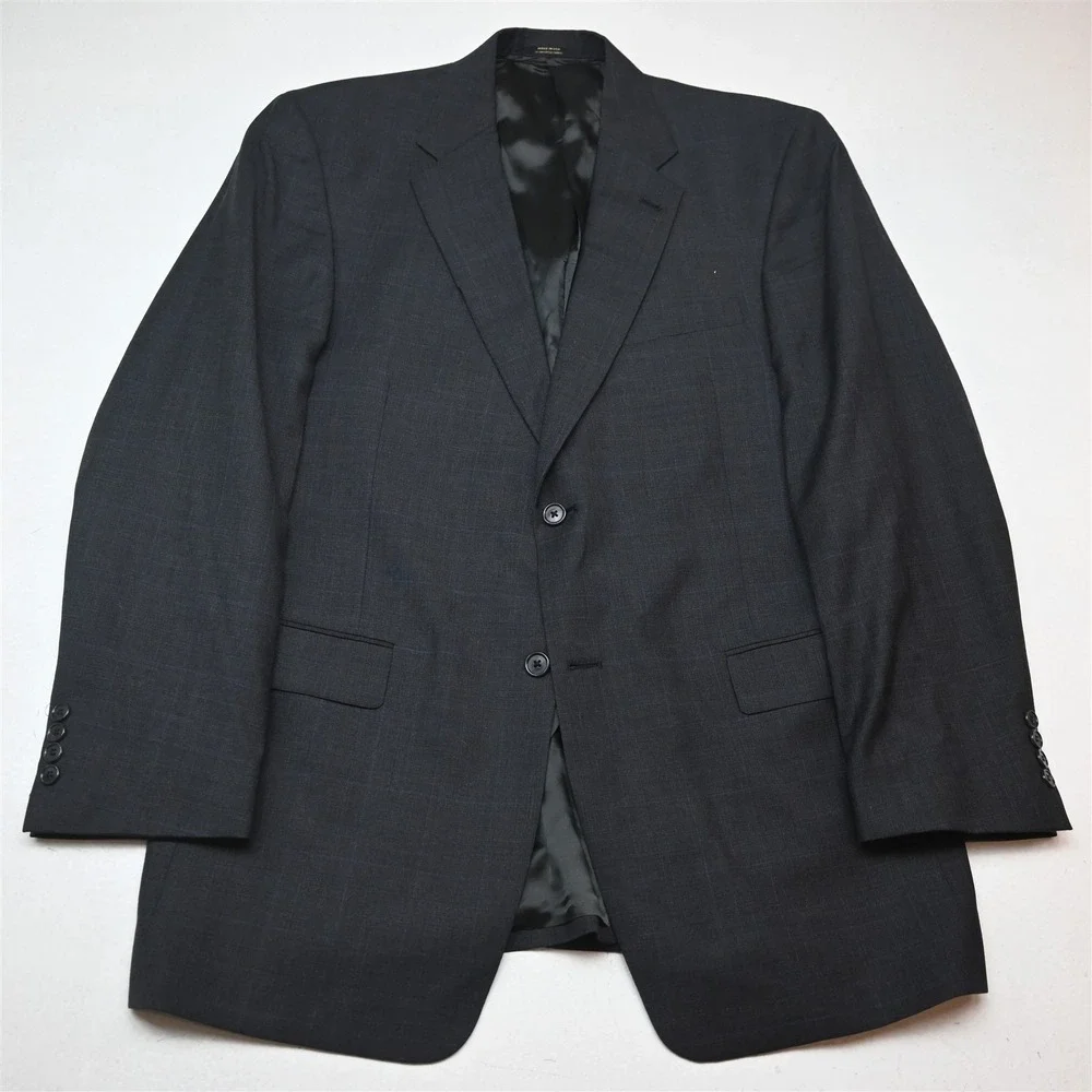 Hart Marx USA Made 43L 32x32 Gray Glenn Check 100% Wool Mens Jacket Pants Suit